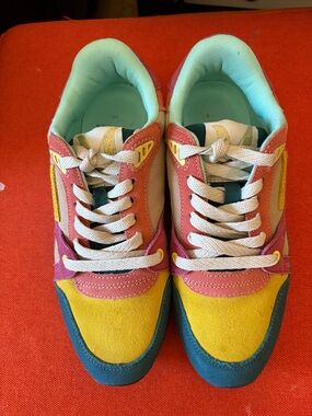 Adult women Multicolor Suede & Mesh Sneakers - Yellow Pink Teal